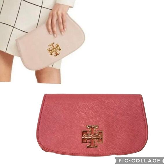 TORY BURCH BRITTEN CROSSBODY CLUTCH BAG Cosmo Pink New With Tag